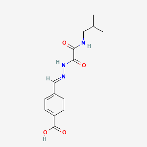 molecular formula C14H17N3O4 B11554377 4-[(E)-(2-{[(2-methylpropyl)amino](oxo)acetyl}hydrazinylidene)methyl]benzoic acid 