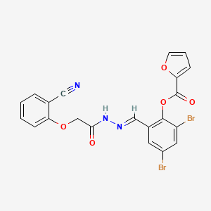 2,4-dibromo-6-[(E)-{2-[(2-cyanophenoxy)acetyl]hydrazinylidene}methyl]phenyl furan-2-carboxylate