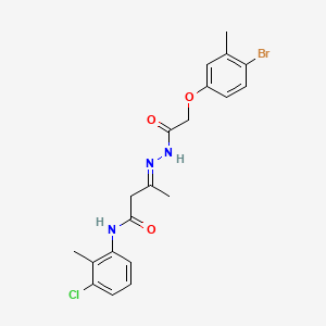 molecular formula C20H21BrClN3O3 B11554396 (3E)-3-{2-[(4-bromo-3-methylphenoxy)acetyl]hydrazinylidene}-N-(3-chloro-2-methylphenyl)butanamide 