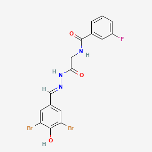 N-({N'-[(E)-(3,5-Dibromo-4-hydroxyphenyl)methylidene]hydrazinecarbonyl}methyl)-3-fluorobenzamide