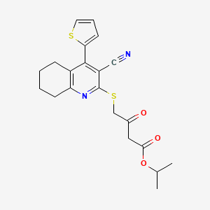 molecular formula C21H22N2O3S2 B11554434 Propan-2-yl 4-{[3-cyano-4-(thiophen-2-yl)-5,6,7,8-tetrahydroquinolin-2-yl]sulfanyl}-3-oxobutanoate 