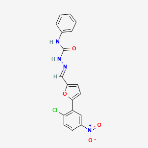 molecular formula C18H13ClN4O4 B11554450 (2E)-2-{[5-(2-chloro-5-nitrophenyl)furan-2-yl]methylidene}-N-phenylhydrazinecarboxamide 