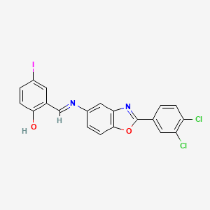 2-[(E)-{[2-(3,4-dichlorophenyl)-1,3-benzoxazol-5-yl]imino}methyl]-4-iodophenol