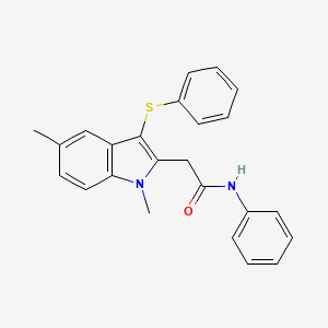 molecular formula C24H22N2OS B11554475 2-[1,5-dimethyl-3-(phenylsulfanyl)-1H-indol-2-yl]-N-phenylacetamide 