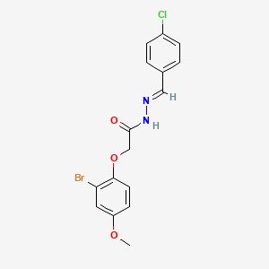 molecular formula C16H14BrClN2O3 B11554504 2-(2-bromo-4-methoxyphenoxy)-N'-[(E)-(4-chlorophenyl)methylidene]acetohydrazide 