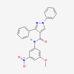 molecular formula C23H18N4O4 B11554525 N-(3-methoxy-5-nitrophenyl)-1,3-diphenyl-1H-pyrazole-4-carboxamide 