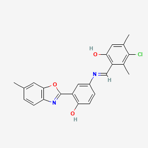 4-chloro-2-[(E)-{[4-hydroxy-3-(6-methyl-1,3-benzoxazol-2-yl)phenyl]imino}methyl]-3,5-dimethylphenol