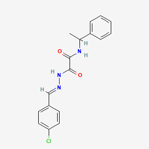 molecular formula C17H16ClN3O2 B11554538 2-[(2E)-2-(4-chlorobenzylidene)hydrazinyl]-2-oxo-N-(1-phenylethyl)acetamide 