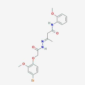 (3E)-3-{2-[(4-bromo-2-methoxyphenoxy)acetyl]hydrazinylidene}-N-(2-methoxyphenyl)butanamide