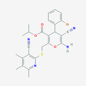 propan-2-yl 6-amino-4-(2-bromophenyl)-5-cyano-2-{[(3-cyano-4,5,6-trimethylpyridin-2-yl)sulfanyl]methyl}-4H-pyran-3-carboxylate