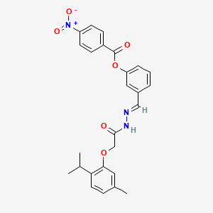 3-[(E)-(2-{[5-methyl-2-(propan-2-yl)phenoxy]acetyl}hydrazinylidene)methyl]phenyl 4-nitrobenzoate