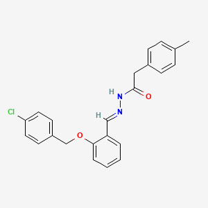 molecular formula C23H21ClN2O2 B11554597 N'-[(E)-{2-[(4-chlorobenzyl)oxy]phenyl}methylidene]-2-(4-methylphenyl)acetohydrazide 