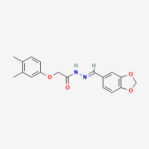 molecular formula C18H18N2O4 B11554608 N'-[(E)-1,3-Benzodioxol-5-ylmethylidene]-2-(3,4-dimethylphenoxy)acetohydrazide 