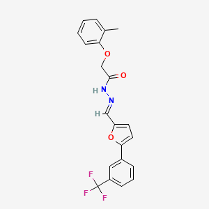 2-(2-methylphenoxy)-N'-[(E)-{5-[3-(trifluoromethyl)phenyl]furan-2-yl}methylidene]acetohydrazide