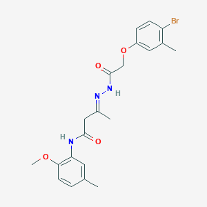 molecular formula C21H24BrN3O4 B11554641 (3E)-3-{2-[(4-bromo-3-methylphenoxy)acetyl]hydrazinylidene}-N-(2-methoxy-5-methylphenyl)butanamide 