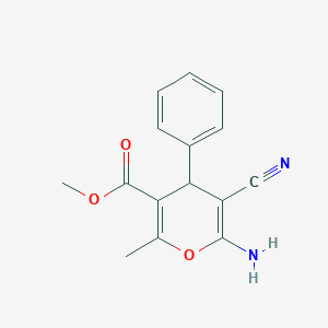 molecular formula C15H14N2O3 B11554655 methyl 6-amino-5-cyano-2-methyl-4-phenyl-4H-pyran-3-carboxylate 