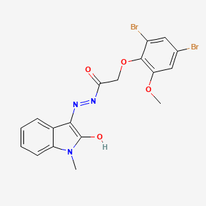 2-(2,4-dibromo-6-methoxyphenoxy)-N'-[(3Z)-1-methyl-2-oxo-1,2-dihydro-3H-indol-3-ylidene]acetohydrazide