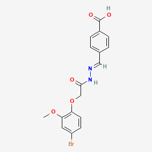 molecular formula C17H15BrN2O5 B11554674 4-[(E)-{2-[(4-bromo-2-methoxyphenoxy)acetyl]hydrazinylidene}methyl]benzoic acid 