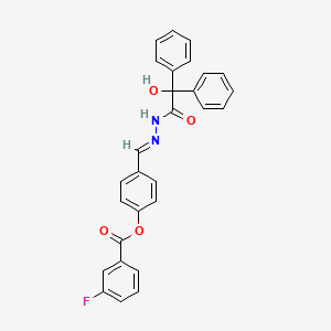 4-[(E)-{2-[hydroxy(diphenyl)acetyl]hydrazinylidene}methyl]phenyl 3-fluorobenzoate