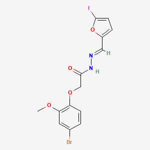 molecular formula C14H12BrIN2O4 B11554691 2-(4-bromo-2-methoxyphenoxy)-N'-[(E)-(5-iodofuran-2-yl)methylidene]acetohydrazide 