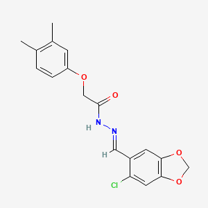 N'-[(E)-(6-chloro-1,3-benzodioxol-5-yl)methylidene]-2-(3,4-dimethylphenoxy)acetohydrazide