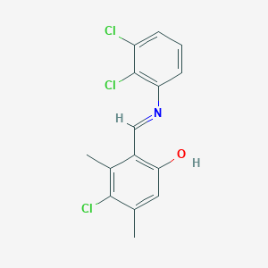 molecular formula C15H12Cl3NO B11554751 4-Chloro-2-[(E)-[(2,3-dichlorophenyl)imino]methyl]-3,5-dimethylphenol 