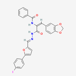 N-{(1E)-1-(1,3-benzodioxol-5-yl)-3-[(2E)-2-{[5-(4-iodophenyl)furan-2-yl]methylidene}hydrazinyl]-3-oxoprop-1-en-2-yl}benzamide