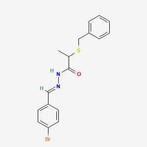 molecular formula C17H17BrN2OS B11554809 2-(benzylsulfanyl)-N'-[(E)-(4-bromophenyl)methylidene]propanehydrazide 