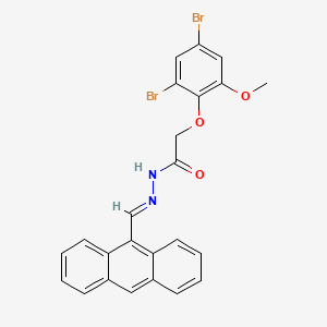 molecular formula C24H18Br2N2O3 B11554823 N'-[(E)-anthracen-9-ylmethylidene]-2-(2,4-dibromo-6-methoxyphenoxy)acetohydrazide 