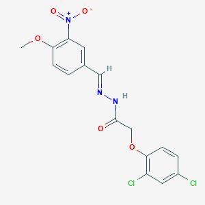 molecular formula C16H13Cl2N3O5 B11554860 2-(2,4-dichlorophenoxy)-N'-[(E)-(4-methoxy-3-nitrophenyl)methylidene]acetohydrazide 