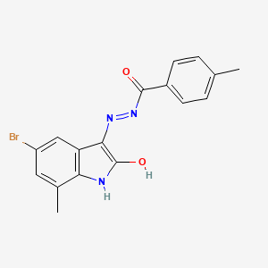 N'-[(3Z)-5-bromo-7-methyl-2-oxo-1,2-dihydro-3H-indol-3-ylidene]-4-methylbenzohydrazide