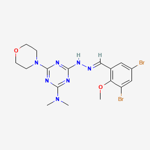 4-[(2E)-2-(3,5-dibromo-2-methoxybenzylidene)hydrazinyl]-N,N-dimethyl-6-(morpholin-4-yl)-1,3,5-triazin-2-amine