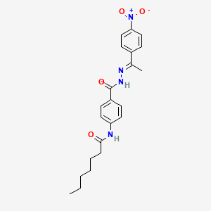 N-[4-({(2E)-2-[1-(4-nitrophenyl)ethylidene]hydrazinyl}carbonyl)phenyl]heptanamide