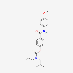 molecular formula C24H32N2O3S B11554917 O-{4-[(4-ethoxyphenyl)carbamoyl]phenyl} bis(2-methylpropyl)carbamothioate 