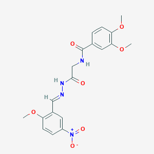 molecular formula C19H20N4O7 B11554930 3,4-Dimethoxy-N-({N'-[(E)-(2-methoxy-5-nitrophenyl)methylidene]hydrazinecarbonyl}methyl)benzamide 