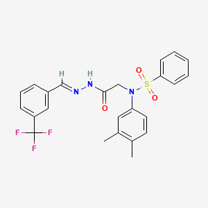 molecular formula C24H22F3N3O3S B11554948 N-(3,4-Dimethylphenyl)-N-({N'-[(E)-[3-(trifluoromethyl)phenyl]methylidene]hydrazinecarbonyl}methyl)benzenesulfonamide 