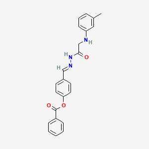 molecular formula C23H21N3O3 B11554968 4-[(E)-(2-{[(3-methylphenyl)amino]acetyl}hydrazinylidene)methyl]phenyl benzoate (non-preferred name) 