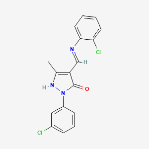 2-(3-chlorophenyl)-4-{[(2-chlorophenyl)amino]methylidene}-5-methyl-2,4-dihydro-3H-pyrazol-3-one