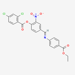 molecular formula C23H16Cl2N2O6 B11554984 4-[(E)-{[4-(ethoxycarbonyl)phenyl]imino}methyl]-2-nitrophenyl 2,4-dichlorobenzoate 