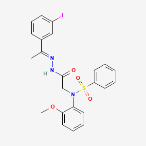 molecular formula C23H22IN3O4S B11555048 N-({N'-[(1E)-1-(3-Iodophenyl)ethylidene]hydrazinecarbonyl}methyl)-N-(2-methoxyphenyl)benzenesulfonamide 