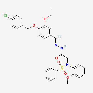 N-({N'-[(E)-{4-[(4-Chlorophenyl)methoxy]-3-ethoxyphenyl}methylidene]hydrazinecarbonyl}methyl)-N-(2-methoxyphenyl)benzenesulfonamide