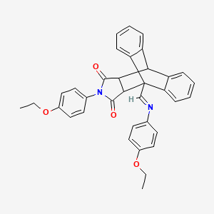 molecular formula C35H30N2O4 B11555075 17-(4-ethoxyphenyl)-1-{(E)-[(4-ethoxyphenyl)imino]methyl}-17-azapentacyclo[6.6.5.0~2,7~.0~9,14~.0~15,19~]nonadeca-2,4,6,9,11,13-hexaene-16,18-dione (non-preferred name) 