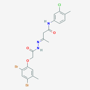 (3E)-N-(3-chloro-4-methylphenyl)-3-{2-[(2,4-dibromo-5-methylphenoxy)acetyl]hydrazinylidene}butanamide