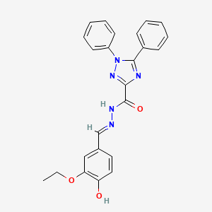 molecular formula C24H21N5O3 B11555101 N'-[(E)-(3-ethoxy-4-hydroxyphenyl)methylidene]-1,5-diphenyl-1H-1,2,4-triazole-3-carbohydrazide 