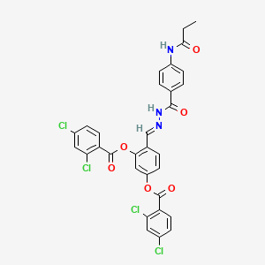 3-(2,4-Dichlorobenzoyloxy)-4-[(E)-{[(4-propanamidophenyl)formamido]imino}methyl]phenyl 2,4-dichlorobenzoate