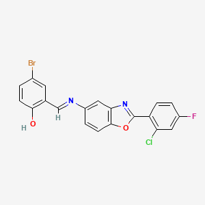 4-bromo-2-[(E)-{[2-(2-chloro-4-fluorophenyl)-1,3-benzoxazol-5-yl]imino}methyl]phenol