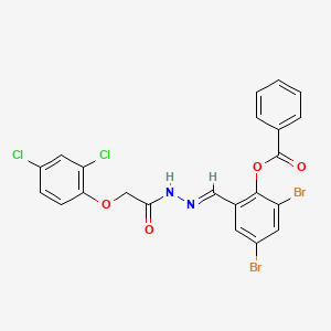 molecular formula C22H14Br2Cl2N2O4 B11555137 2,4-dibromo-6-[(E)-{2-[(2,4-dichlorophenoxy)acetyl]hydrazinylidene}methyl]phenyl benzoate 