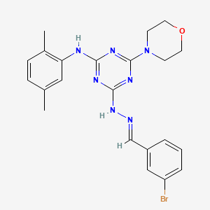 molecular formula C22H24BrN7O B11555176 4-[(2E)-2-(3-bromobenzylidene)hydrazinyl]-N-(2,5-dimethylphenyl)-6-(morpholin-4-yl)-1,3,5-triazin-2-amine 