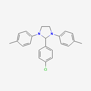 molecular formula C23H23ClN2 B11555179 2-(4-Chlorophenyl)-1,3-bis(4-methylphenyl)imidazolidine 