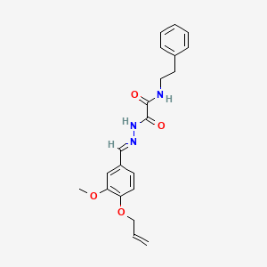 molecular formula C21H23N3O4 B11555186 2-{(2E)-2-[3-methoxy-4-(prop-2-en-1-yloxy)benzylidene]hydrazinyl}-2-oxo-N-(2-phenylethyl)acetamide 